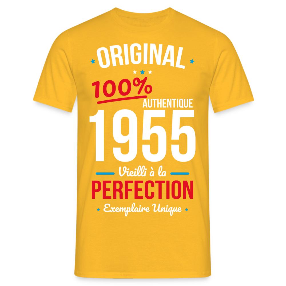 T-shirt Homme - Anniversaire 70 Ans - Original 1955 - jaune