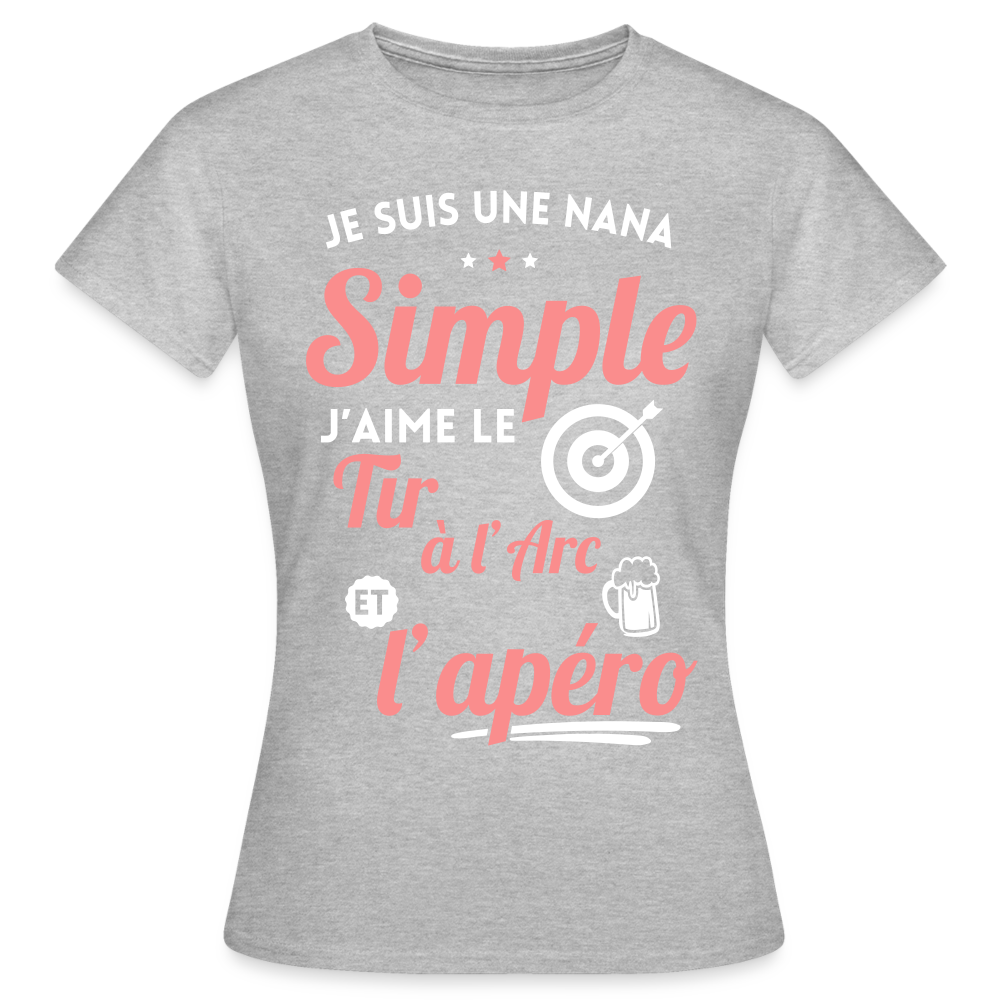 T-shirt Femme - J'aime le tir à l'arc et l'apéro - gris chiné