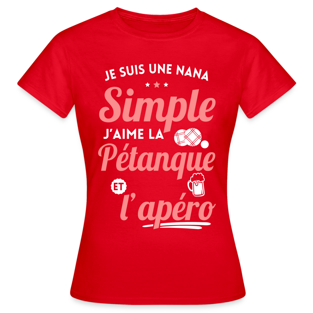 T-shirt Femme - J'aime la pétanque et l'apéro - rouge