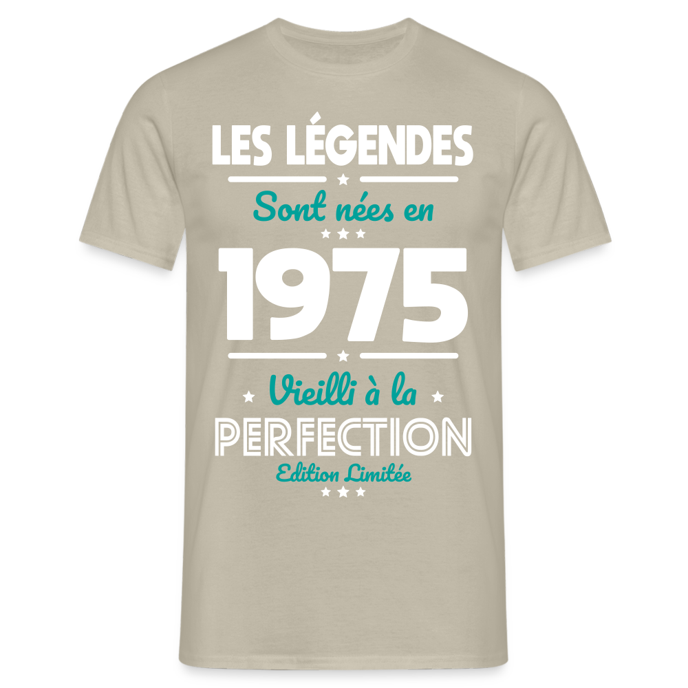 T-shirt Homme - Anniversaire 50 Ans - Les Légendes sont nées en 1975 - beige sable