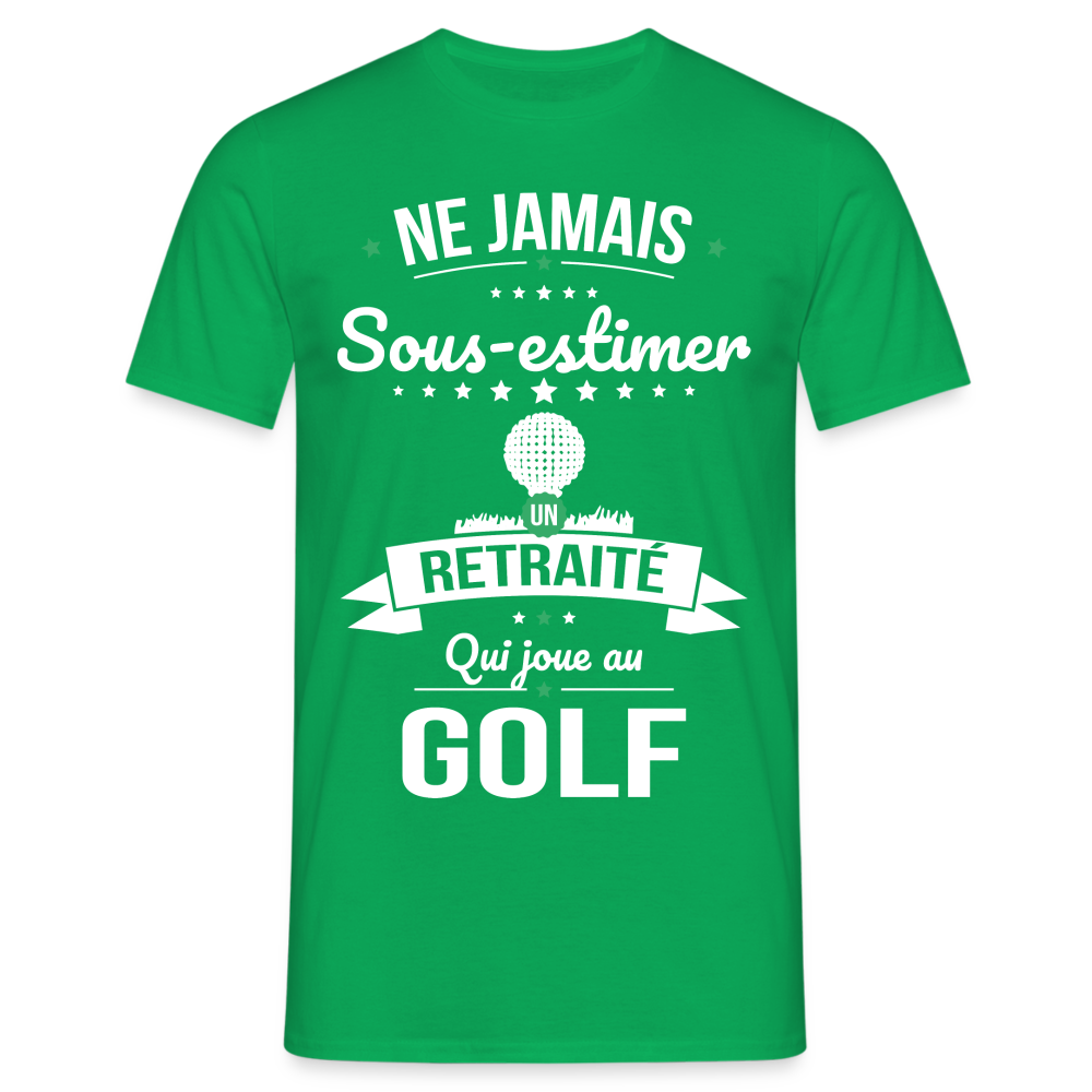 T-shirt Homme - Ne jamais sous-estimer un retraité qui joue au golf - vert