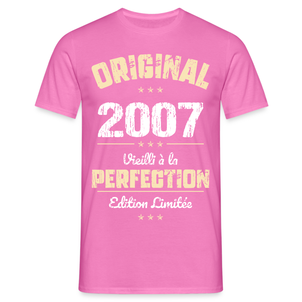 T-shirt Homme - Anniversaire 18 Ans - Original 2007 - rose