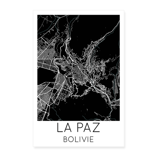 Poster La Paz - Plan La Paz - 60 x 90 cm - blanc