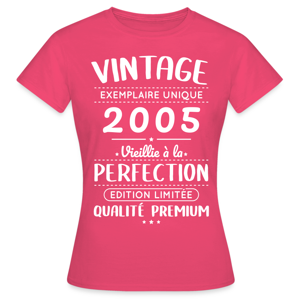 T-shirt Femme - Anniversaire 20 Ans - Vintage 2005 - rose azalée