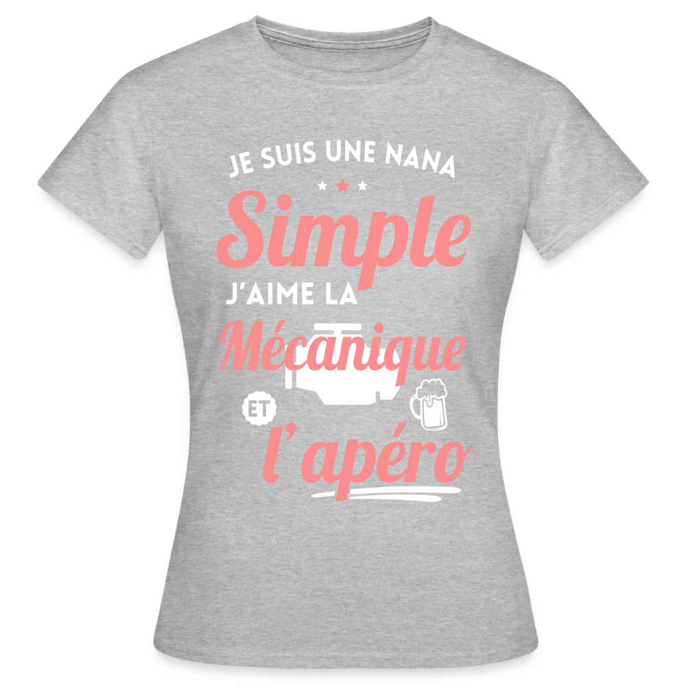 T-shirt Femme - J'aime la mécanique et l'apéro - gris chiné