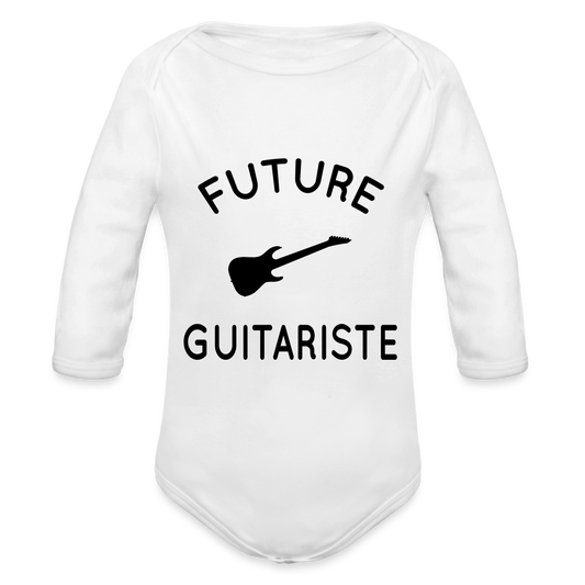 Body Bébé bio manches longues - Future guitariste - blanc