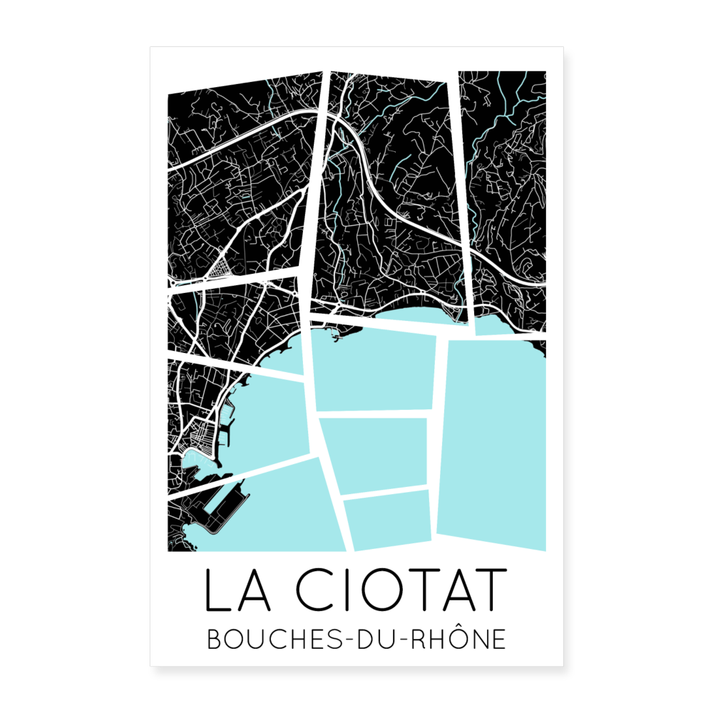 Poster La Ciotat - Plan La Ciotat - 60 x 90 cm - blanc