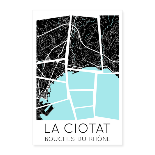 Poster La Ciotat - Plan La Ciotat - 60 x 90 cm - blanc