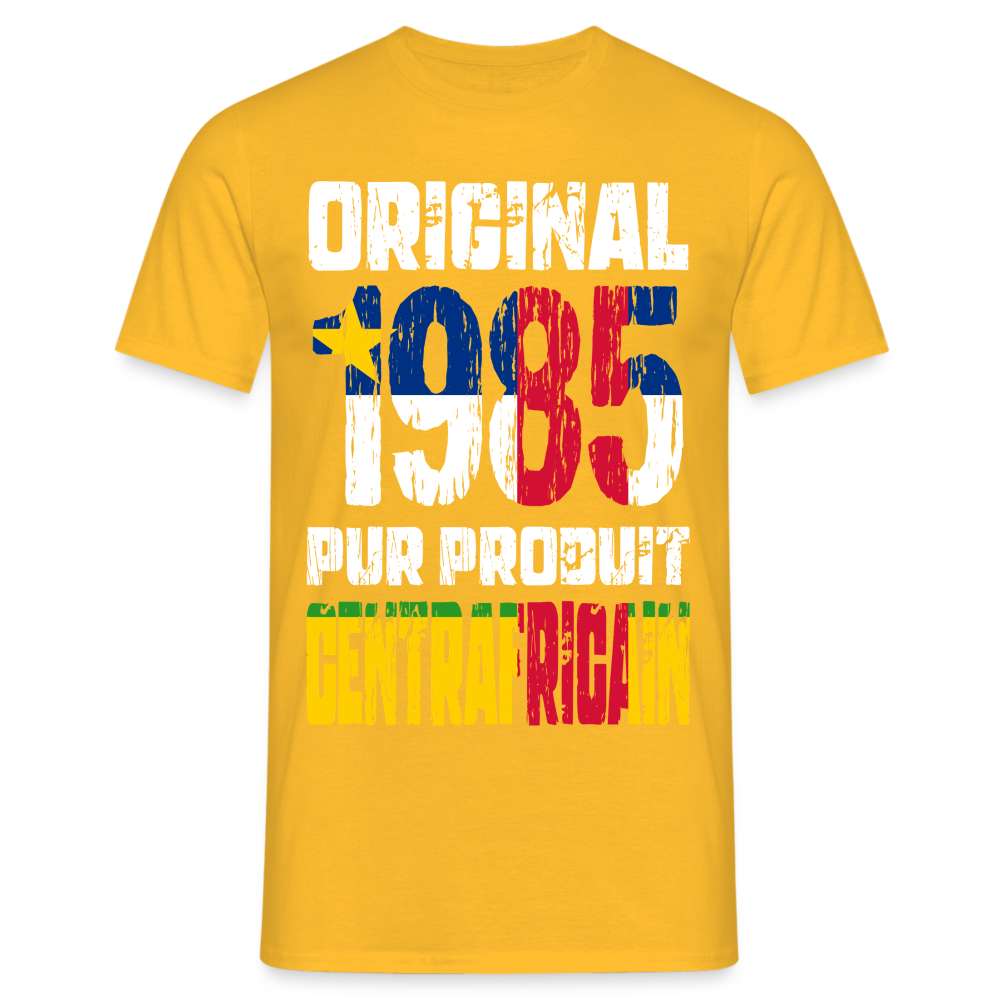 T-shirt Homme - Anniversaire 40 Ans - Original 1985 - Pur produit Centrafricain - jaune