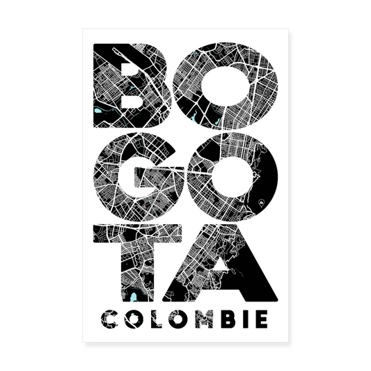 Poster Bogota - Plan Bogota - 20 x 30 cm - blanc