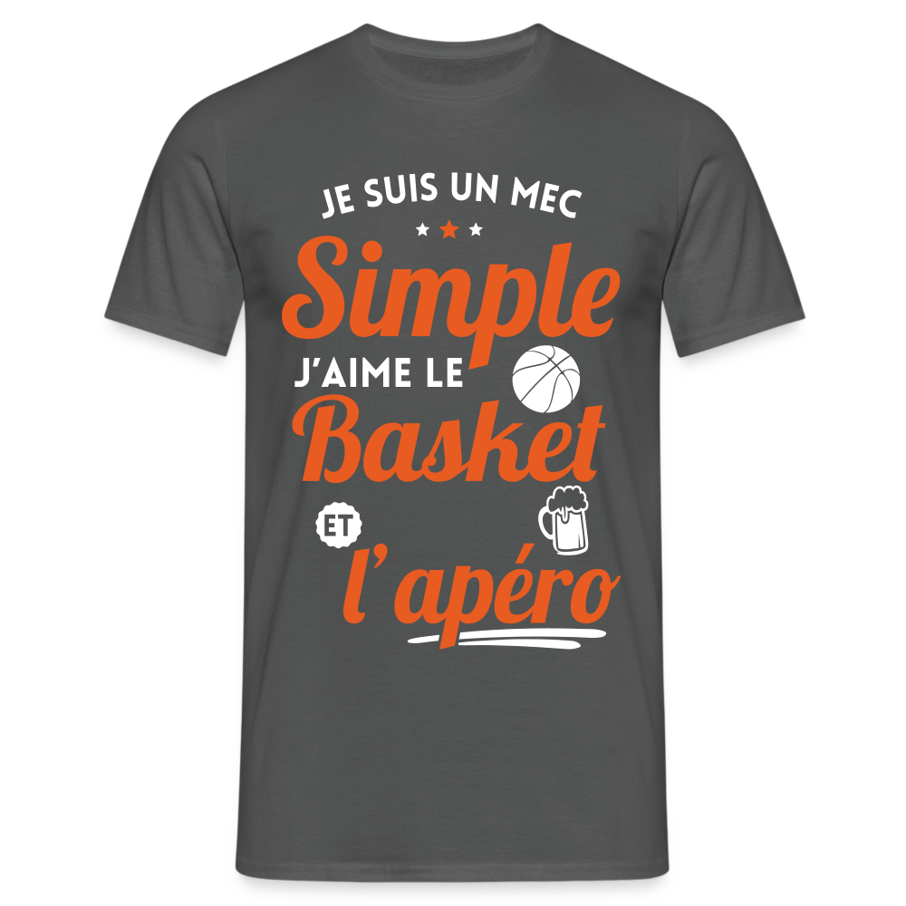 T-shirt Homme - J'aime le basket et l'apéro - charbon