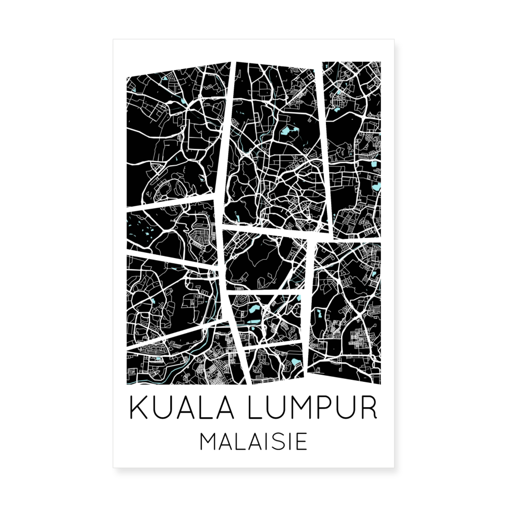 Poster Kuala Lumpur - Plan Kuala Lumpur - 20 x 30 cm - blanc