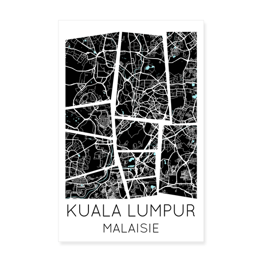 Poster Kuala Lumpur - Plan Kuala Lumpur - 20 x 30 cm - blanc