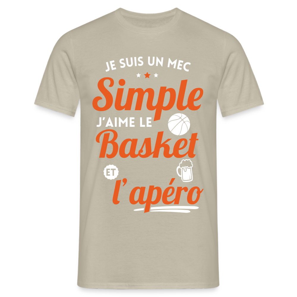 T-shirt Homme - J'aime le basket et l'apéro - beige sable