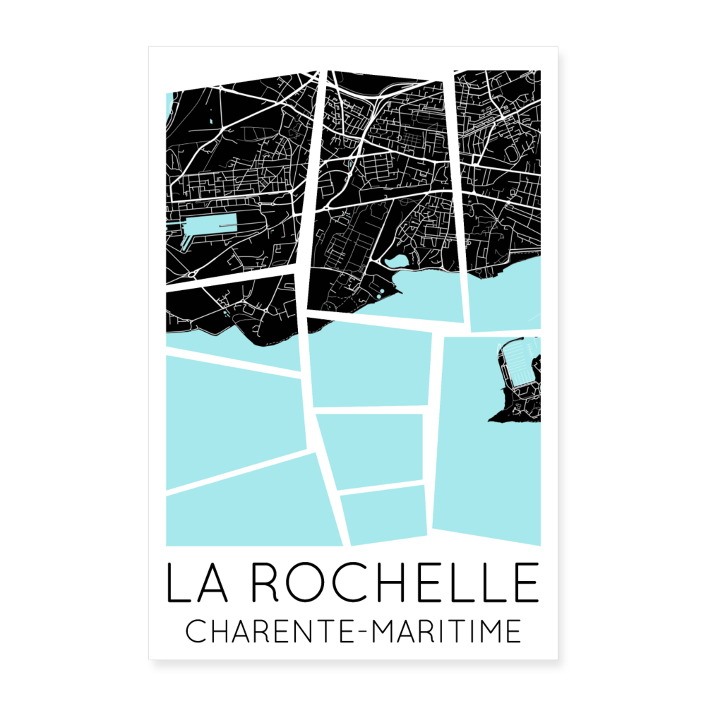 Poster La Rochelle - Plan La Rochelle - 40 x 60 cm - blanc