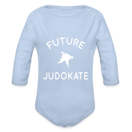 Body Bébé bio manches longues - Future judokate - ciel