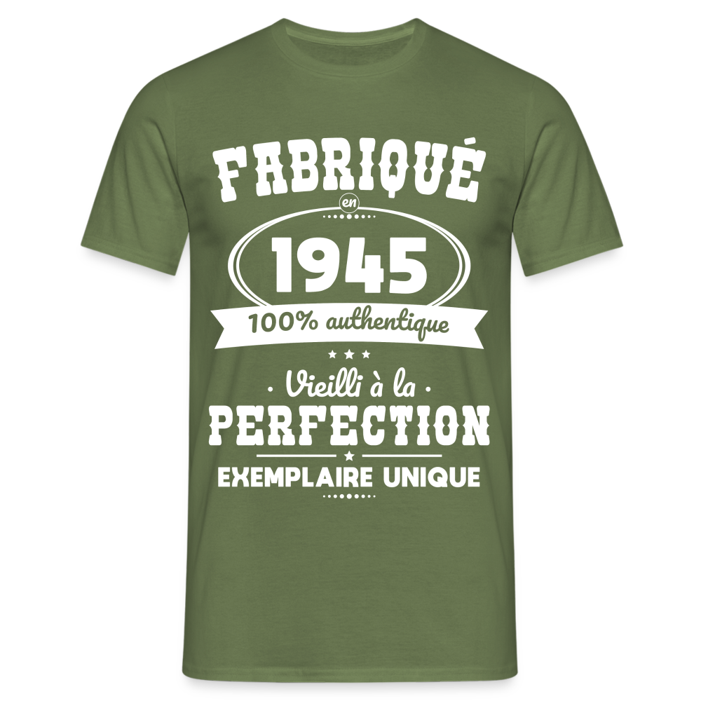 T-shirt Homme - Anniversaire 80 Ans - Fabriqué en 1945 - vert militaire