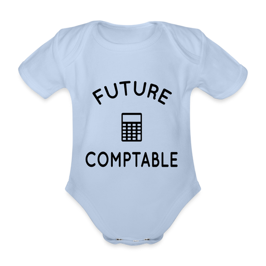 Body Bébé bio manches courtes - Future comptable - ciel