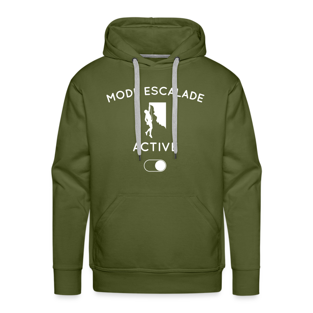 Sweat à capuche Premium Homme - Mode escalade activé - vert olive