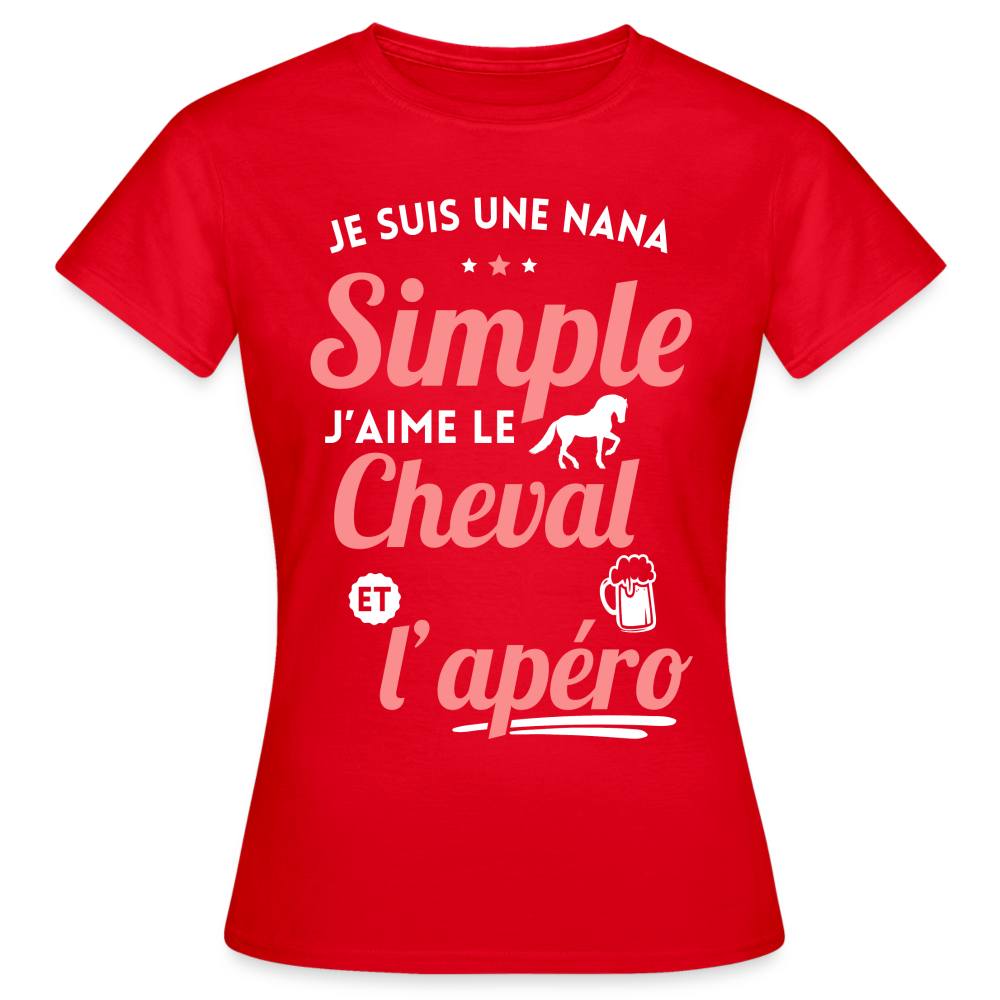 T-shirt Femme - J'aime le cheval et l'apéro - rouge