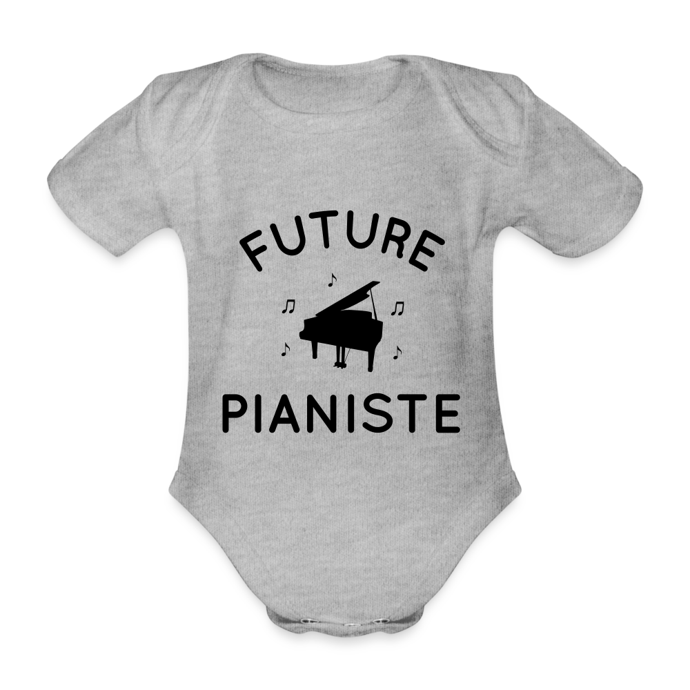 Body Bébé bio manches longues - Future pianiste - gris chiné