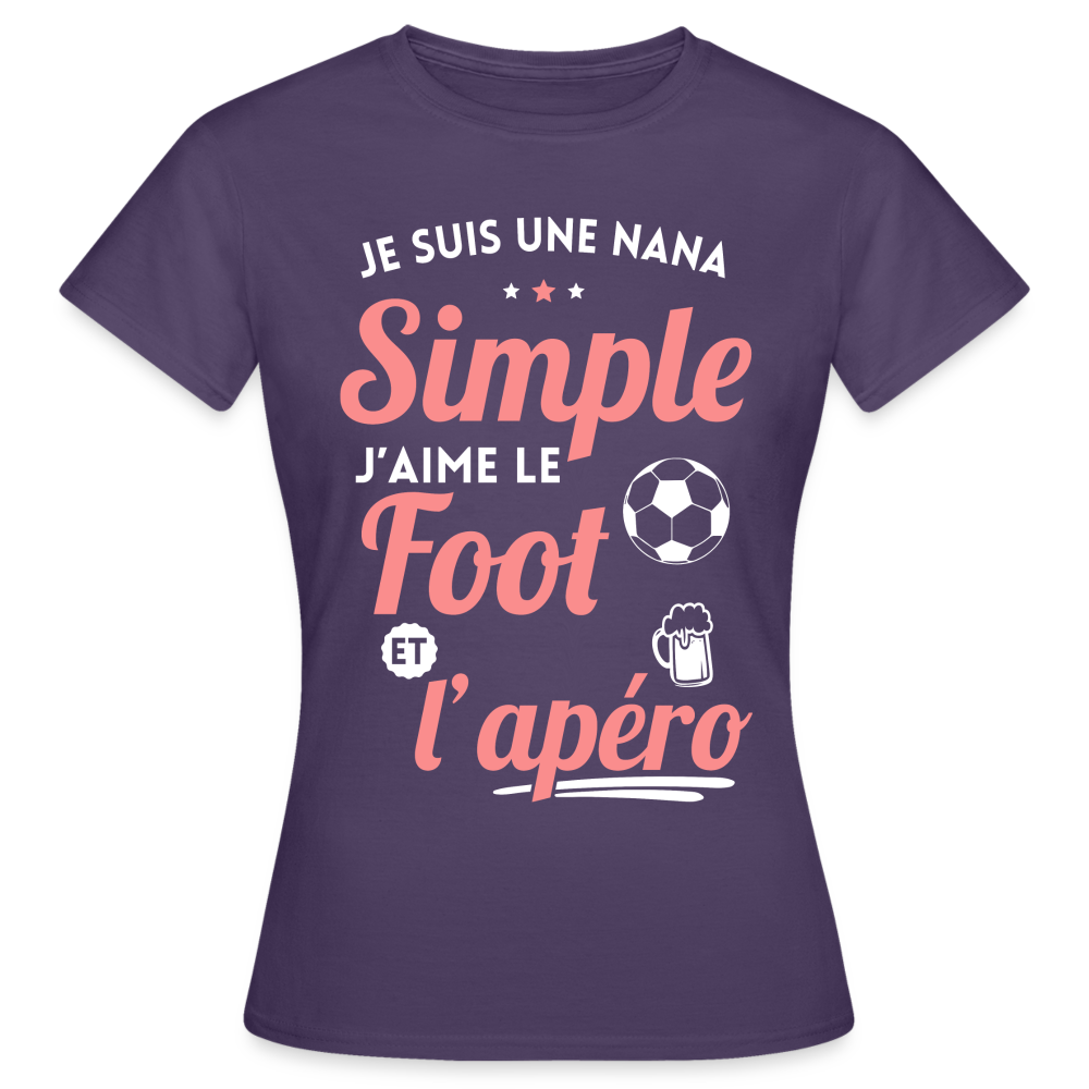 T-shirt Femme - J'aime le foot et l'apéro - violet foncé