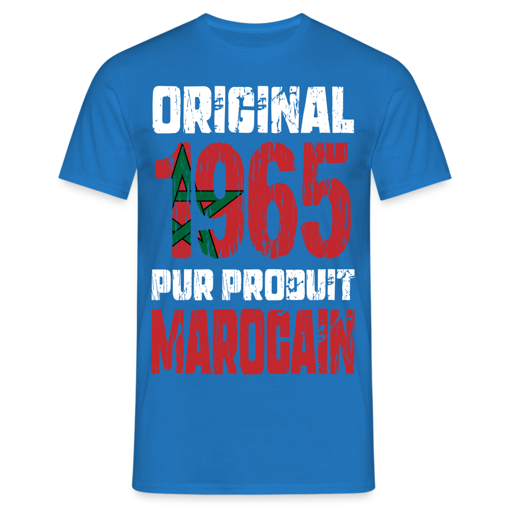 T-shirt Homme - Anniversaire 60 Ans - Original 1965 - Pur produit Marocain - bleu royal