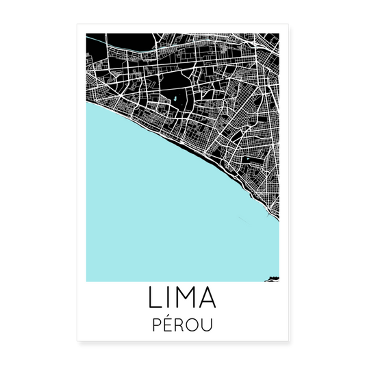 Poster Lima - Plan Lima - 60 x 90 cm - blanc