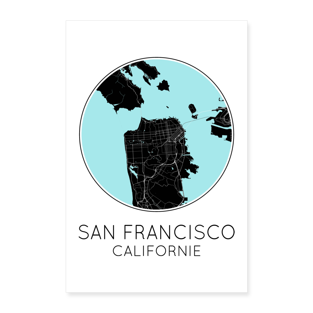 Poster San Francisco - Plan San Francisco - 60 x 90 cm - blanc