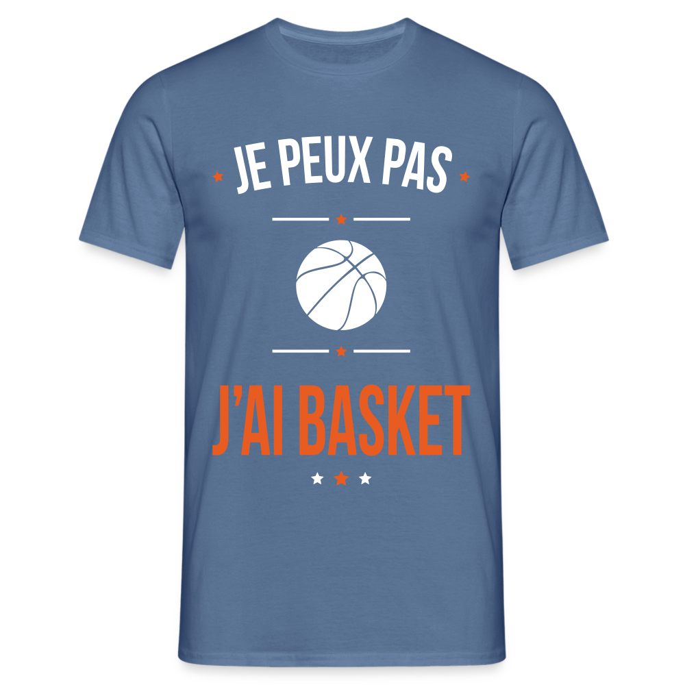 T-shirt Homme - Je peux pas j'ai Basket - bleu pigeon 