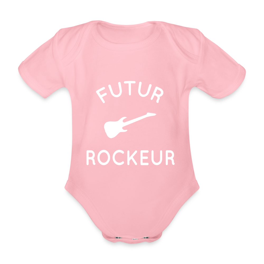 Body Bébé bio manches courtes - Futur rockeur - rose clair