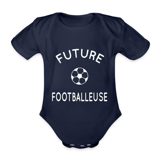 Body Bébé bio manches courtes - Future footballeuse - marine foncé