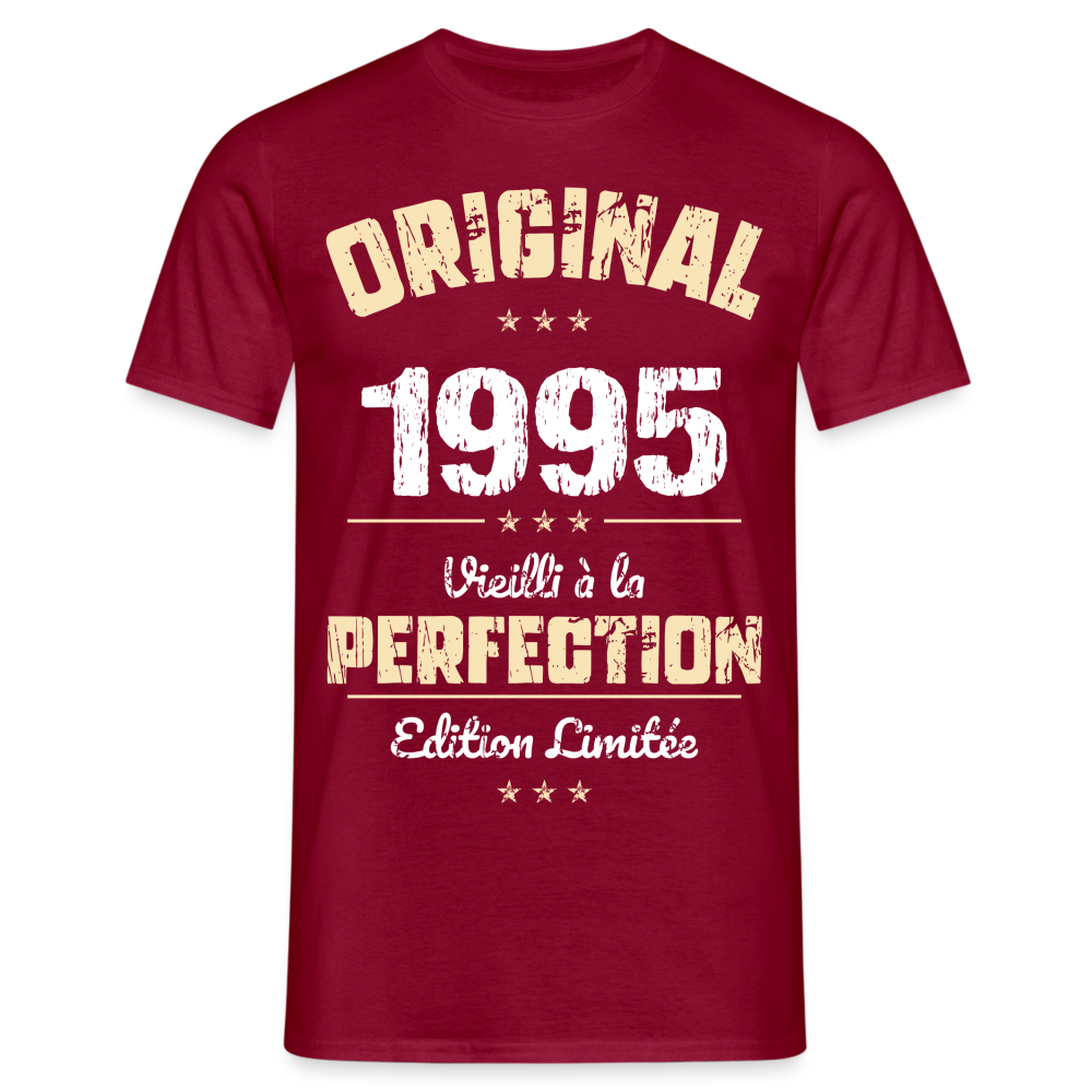 T-shirt Homme - Anniversaire 30 Ans - Original 1995 - rouge brique