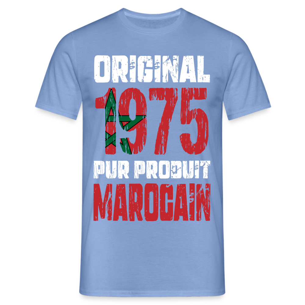 T-shirt Homme - Anniversaire 50 Ans - Original 1975 - Pur produit Marocain - carolina blue