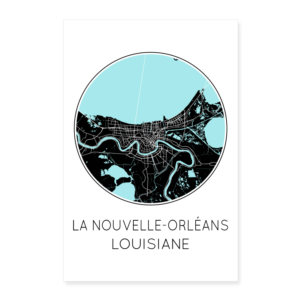 Poster La Nouvelle-Orléans - Plan La Nouvelle-Orléans - 40 x 60 cm - blanc