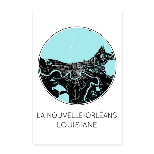 Poster La Nouvelle-Orléans - Plan La Nouvelle-Orléans - 40 x 60 cm - blanc