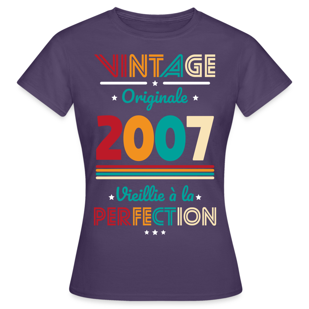 T-shirt Femme - Anniversaire 18 Ans - Vintage Originale 2007 - violet foncé