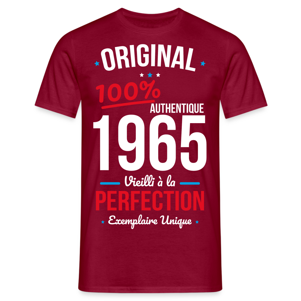 T-shirt Homme - Anniversaire 60 Ans - Original 1965 - rouge brique