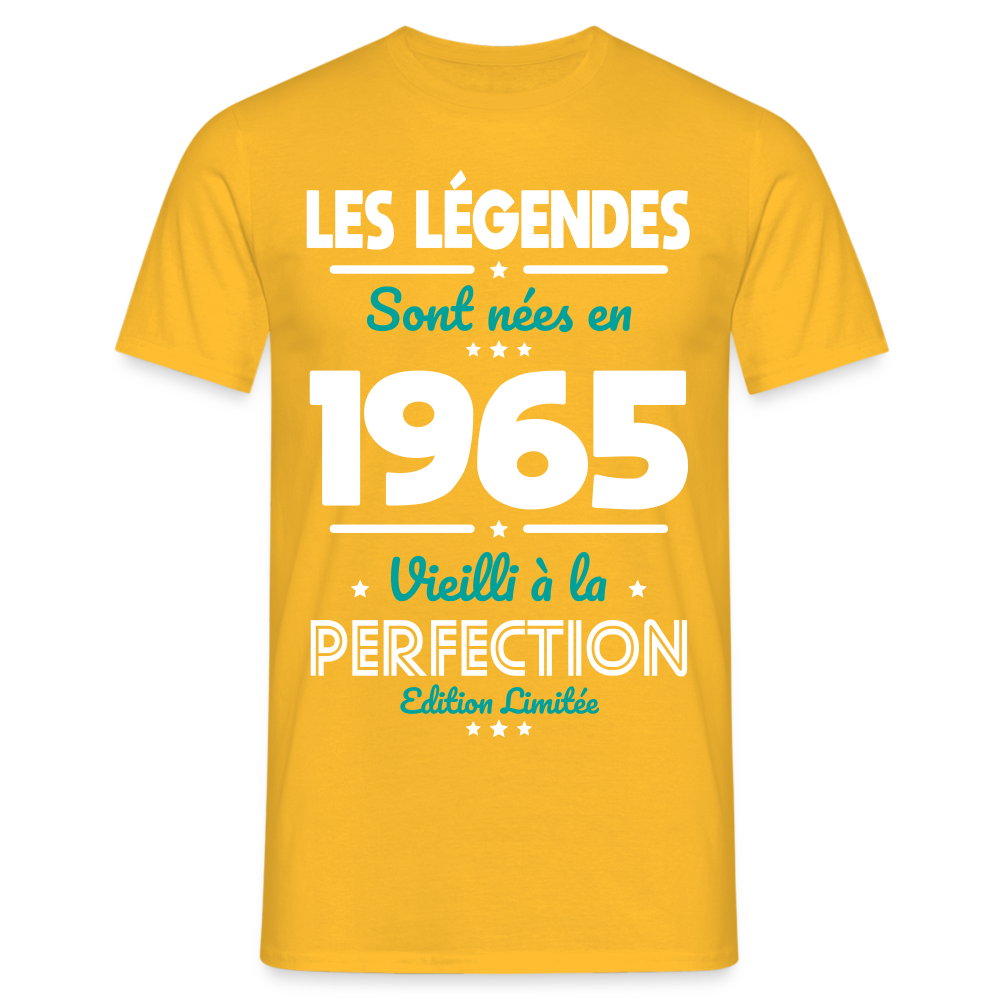 T-shirt Homme - Anniversaire 60 Ans - Les Légendes sont nées en 1965 - jaune