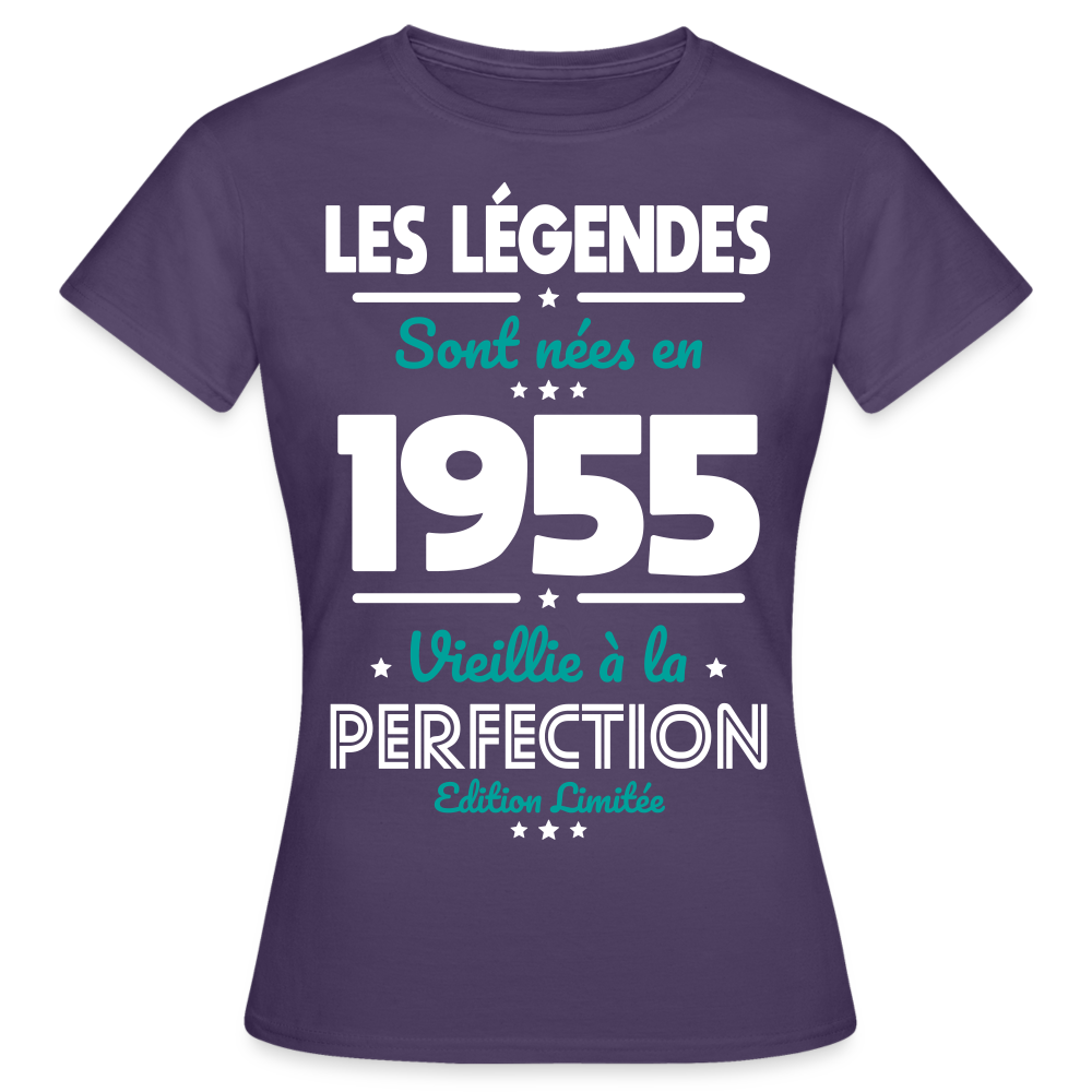 T-shirt Femme - Anniversaire 70 Ans - Les Légendes sont nées en 1955 - violet foncé