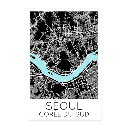 Poster Séoul - Plan Séoul - 60 x 90 cm - blanc