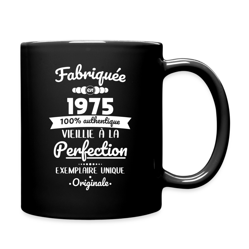 Mug uni - Anniversaire 50 Ans - Fabriquée en 1975 - noir