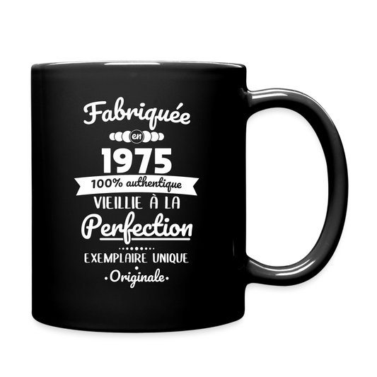 Mug uni - Anniversaire 50 Ans - Fabriquée en 1975 - noir