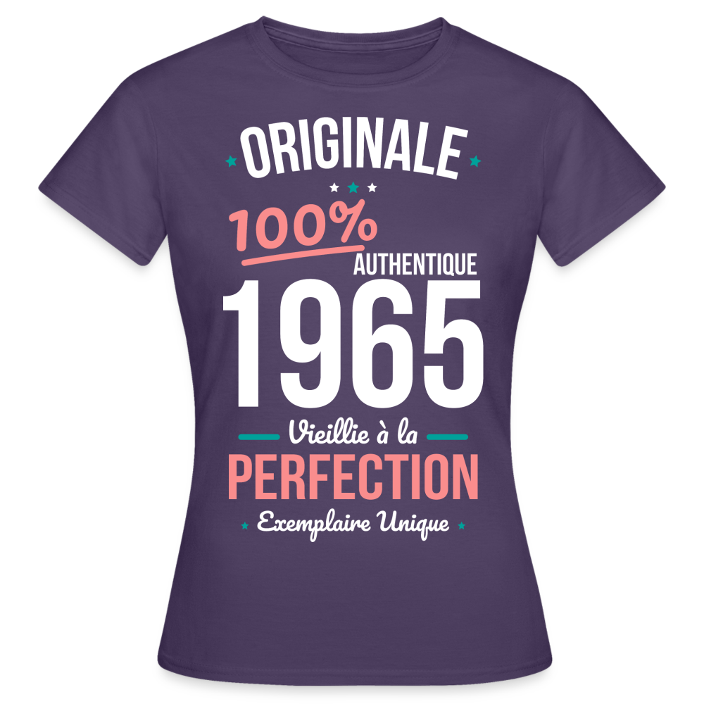 T-shirt Femme - Anniversaire 60 Ans - Originale 1965 - violet foncé