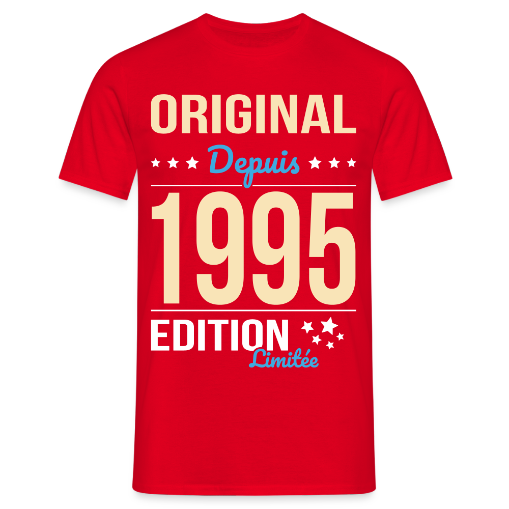 T-shirt Homme - Anniversaire 30 Ans - Original depuis 1995 - rouge