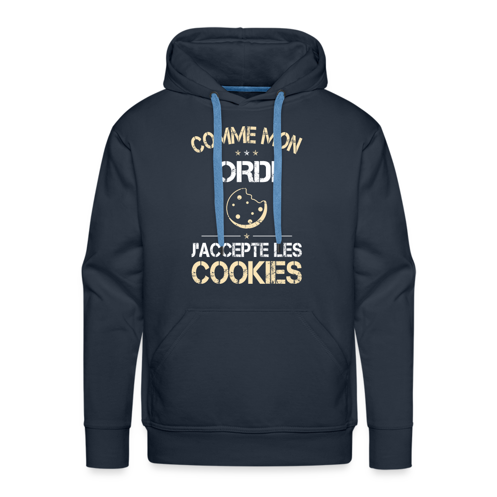 Sweat à capuche Premium Homme - Comme mon ordi j'accepte les cookies - marine