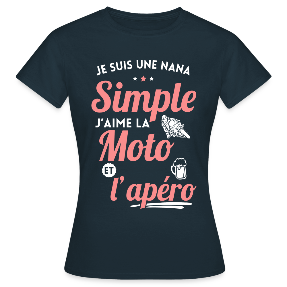 T-shirt Femme - J'aime la moto et l'apéro - marine