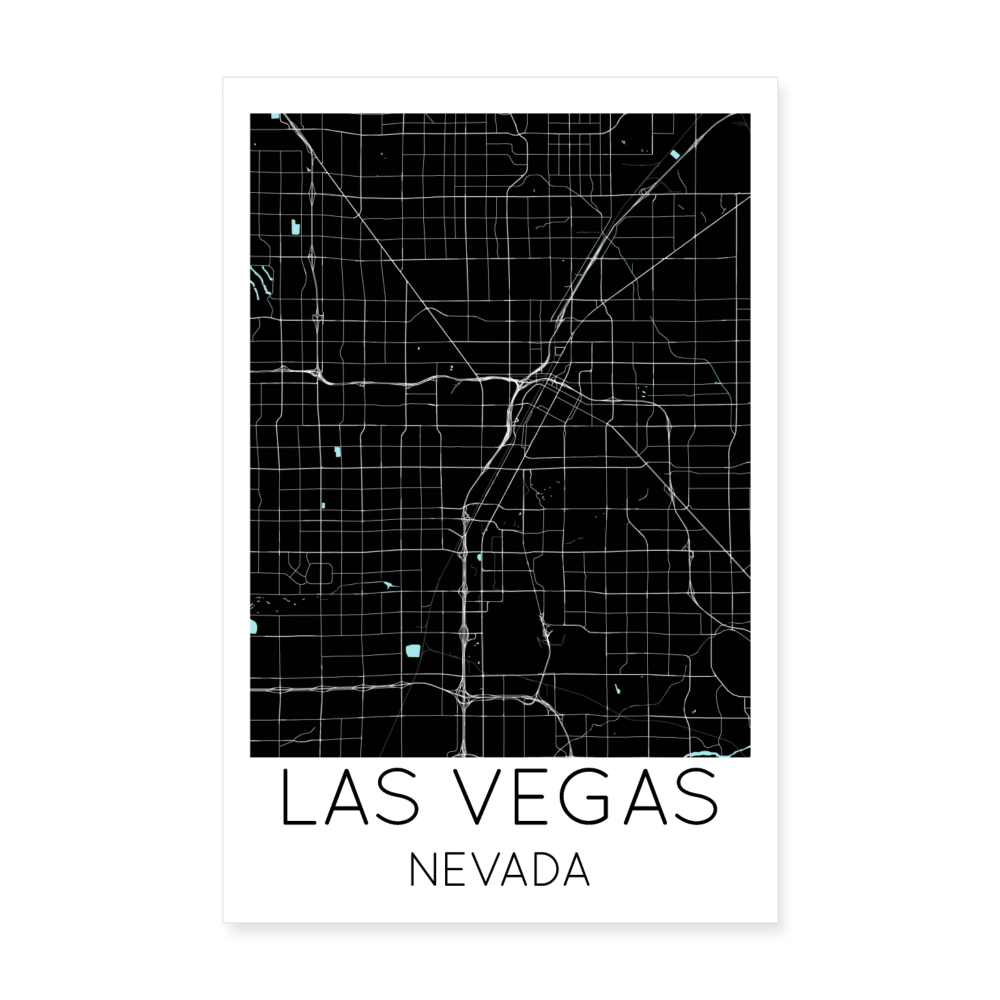 Poster Las Vegas - Plan Las Vegas - 20 x 30 cm - blanc