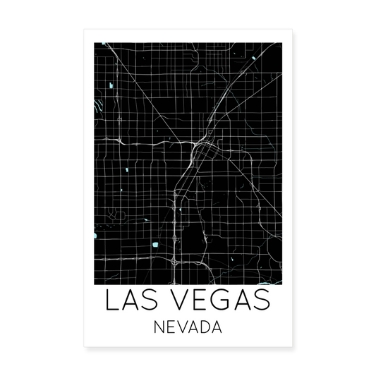 Poster Las Vegas - Plan Las Vegas - 20 x 30 cm - blanc