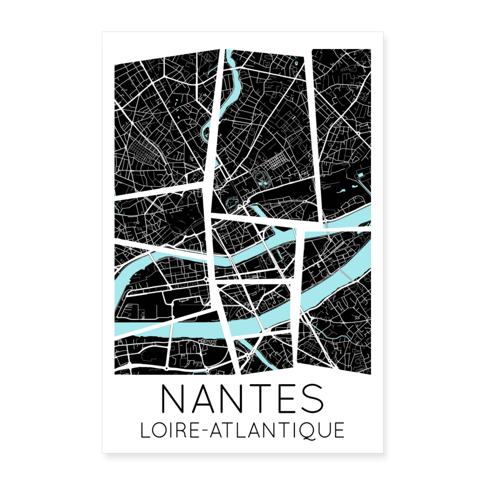 Poster Nantes - Plan Nantes - 60 x 90 cm - blanc